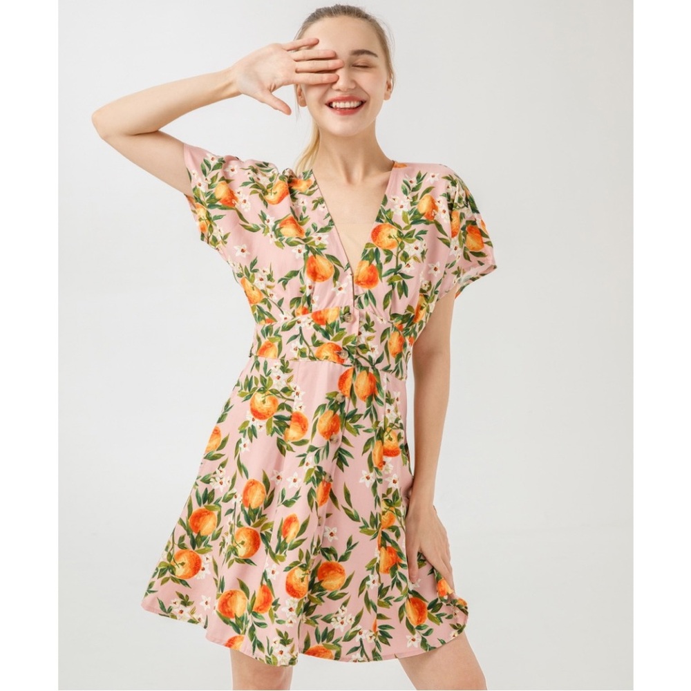 Marine Layer Camila Midi Dress in Orange Print